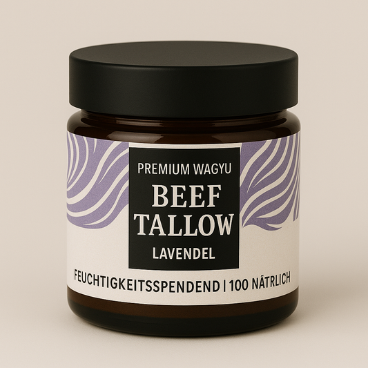 Beef Tallow Hautbalsam Lavendel in Glasdose – natürliche Hautpflege aus grasgefüttertem Rindertalg