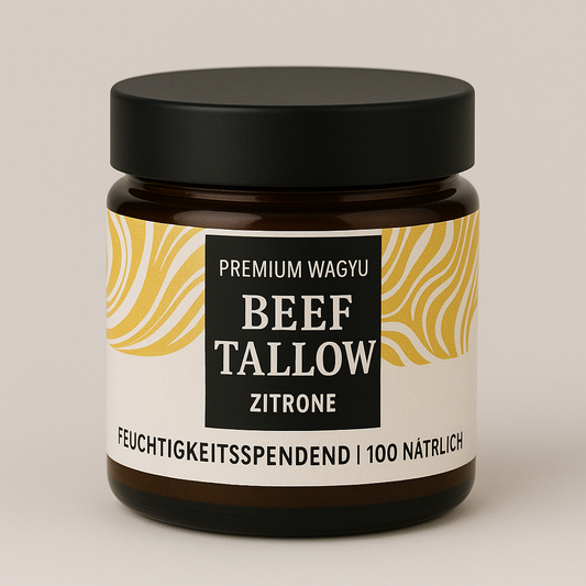 Beef Tallow Hautbalsam Zitrone in Glasdose – natürliche Hautpflege aus grasgefüttertem Rindertalg